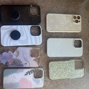 13 pro max iPhone- Stylish Phone Case Set - Black, Cream, White, Purple, Gold